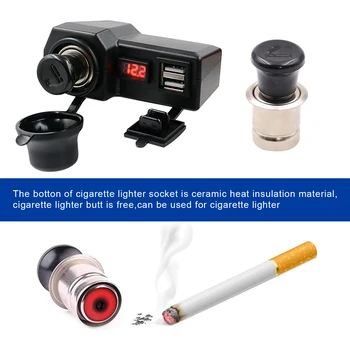 אוניברסלי-USB Multi-פונקצית אופנוע טלפון נייד שקע מטען סיגריה Cigar Lighter מודד דיגיטלי עמיד למים בעל