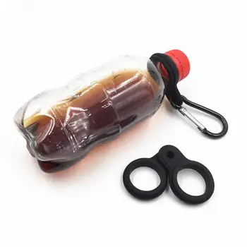 קומפקטי סיליקון בקבוק מים עם טבעת מתכת מחזיק מפתחות קליפ נייד ספורט קומקום בעל אבזם לקמפינג וטיולים