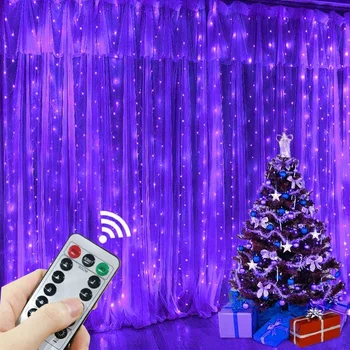 6x3M USB Led חלון וילון מחרוזת אורות 8 מצבי שליטה מרחוק חג החתונה האור בחדר השינה בבית חג מולד קישוט