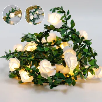 פרח רוז הוביל את פיה אורות מחרוזת הסוללה מופעל על חתונה, יום האהבה, אירוע מסיבת גן גרלנד עיצוב מנורה קישוט