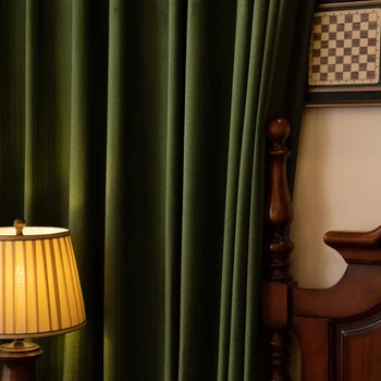 צרפתי וילון הסלון חדר השינה רטרו אור יוקרה וילון חיטה צמר הצללה וילונות מעובה וילונות בהתאמה אישית