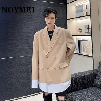 NOTMEI בלייזר מזג 2023 סתיו מוצק צבע כפול עם חזה שולי טלאים של גברים חליפת מעיל אופנה סגנון קוריאני חדש WA886