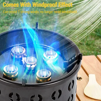 15800W קומפקטי קמפינג כיריים גז נייד גז פחם תנור חיצונית תרמילאים Windproof מבער הצתה אלקטרונית תנור