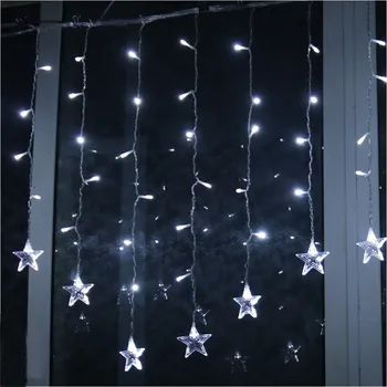 כוכב אורות מחרוזת 96 LED חג המולד זר פיית אור וילון חיצוני מקורה עבור חדר השינה בבית מסיבת חתונה קישוט 2024