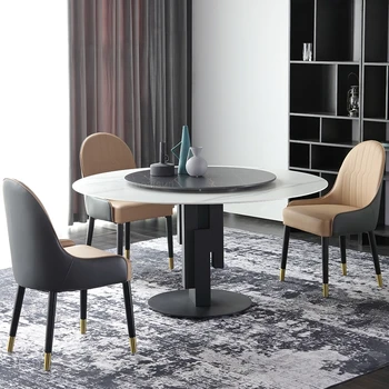 מסוף שולחן פשוט רוק צלחת סביב שולחנות אוכל עם הפטיפון משפחה רגילה אור יוקרה שולחן המטבח Penteadeira רהיטים