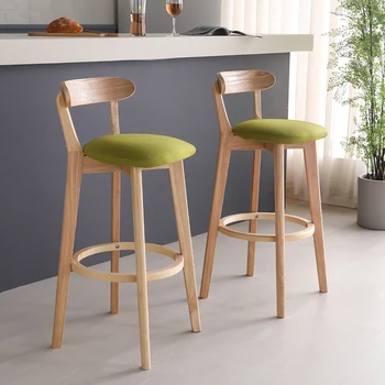 מטבח מעץ בר כיסא סיבוב גבוהה עיצוב עמיד למים, דלפק קבלה כיסא בר מרפסת מינימליסטי מודרני נוח מוצרים ביתיים