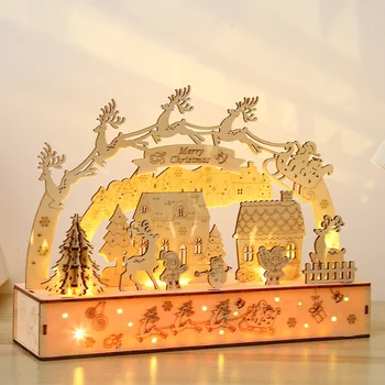 DIY 3D עץ פאזלים אור LED לילה חג המולד עץ דגם בניין ג ' יגסו ערכות הרכבה צעצוע חינוכי עבור ילדים מבוגרים