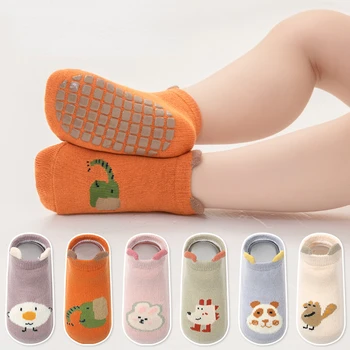 ילדים 3D Cartoon העליון נמוך הסירה גרביים גרביים לתינוק עם אוזניים אנטי להחליק הרצפה גרביים טרמפולינה גרביים בעלי חיים חמודים תבנית הרצפה גרביים