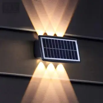 השמש קיר אור LED חיצוני מנורת קיר קישוט הגן בהירות גבוהה למעלה ולמטה זוהר תאורה חיצונית סולרית מנורת LED