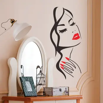 נשים יפות מדבקות קיר היד מניקור-ציפורניים יפות ילדה הפנים מדבקות קיר אמנות פוסטרים הסלון קישוט הבית
