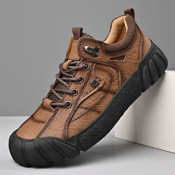 חיצונית של גברים עור אמיתי נעלי מגמה חדשה Mens מקרית נעלי ספורט הזרקת זכר Treking נעלי וינטאג', נעלי טיפוס הרים