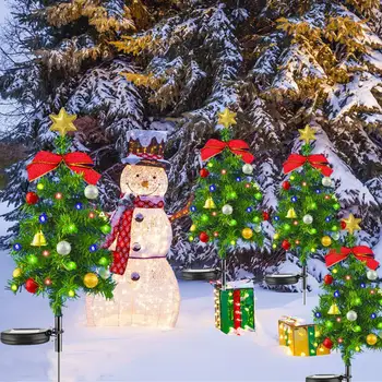 אוטומטיים טעינה סולארית אור חיצוני גן אור מקסים סולארי, עץ חג המולד נוף עם אורות חגיגי
