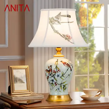 אניטה סינית קרמיקה מנורת שולחן LED מודרני יצירתי יוקרה שולחן אור אופנה בבית סלון, חדר לימוד חדר השינה