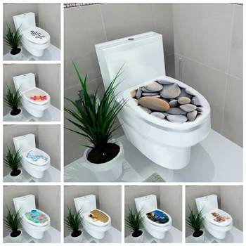 DIY 3D מכסה האסלה מושבים כיסוי מדבקות קיר האמבטיה מדבקות קיר לקישוט הבית