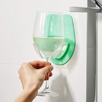 כוס יין זכוכית ואביזרי אמבטיה מדף מדף מקלחת אמבטיה אחסון ארגונית הביתה יין אדום כוס דביק מדף מדפים