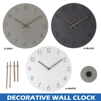 מטבח מודרני פשוט עגול שעון קיר קלאסיקות שקט Numberal MDF עץ, שעון חדר השינה-Office חיים עיצוב חדר המתנה