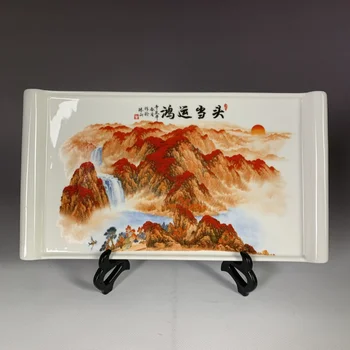 Jiangxi פורצלן החברה אבקת צבע הונג הראש הספר מגש תה מגש הביתה חגיגה קישוטים קישוטים