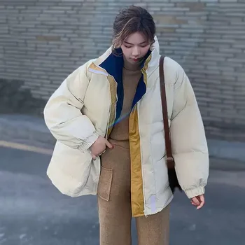 2023 חדש למטה ז ' קט נשים קוריאני גרסה חופשי הונג קונג בסגנון תלמיד תוספות לחם חליפת כותנה עבה מעיל מעיל החורף
