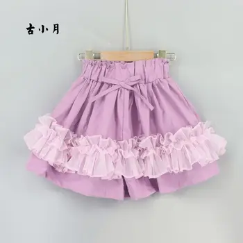 2023 בנות אופנה כותנה רשת קפלים קצרים ילדים ילדים בקיץ יום הולדת נסיכה, חצאית בגדים