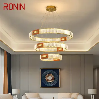 לוחם נורדי תליון קריסטל, מנורת Led מודרני יצירתי טבעת אור יוקרה נברשת לחיות בחדר האוכל וילה עיצוב
