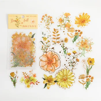 30pcs הזהב המתאר יד ציור פרחים צבעוניים חומר קישוט היומן משקי בית ממקור נייר מדבקות
