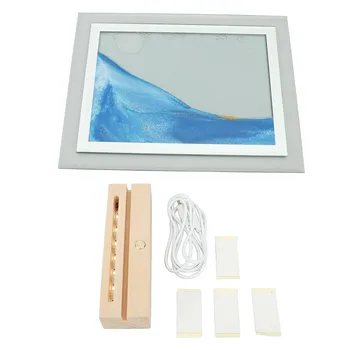 העברת חול אמנות ציור מנורת לילה 3D העברת חול אמנות מנורת שולחן מובנית 25ml מים דקורטיביים חי על שולחן העבודה של Office