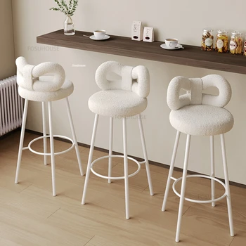 מודרני מינימליסטי בר כסאות נורדי ברזל משענת בר-כסאות מטבח ביתי, גבוה כיסאות הבר יוקרתי קפה לפני כיסא