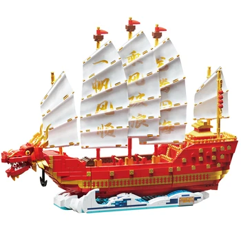 יצירתי מומחה MOC רעיונות סין פסטיבל סירות הדרקון בניית מודל בלוקים לבנים להאיר DIY צעצועים לילדים מתנות