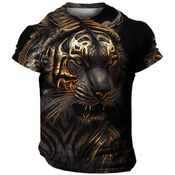 גברים 3D בדוגמת נמר גדול חולצה בדוגמת חיות קיץ מזדמן חולצת ייבוש מהיר ברחוב לבוש בגדי אופנה 2023