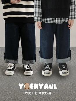 ילדים מודפסים ג ' ינס רגל ישר הסתיו החדשה של בנים לעומת כיס מזדמנים מכנסיים מגמת