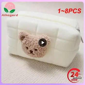 1~8PCS דוב חמוד בייבי רחצה תיק איפור קוסמטי שקיות נייד חיתול כיס תינוק פריטים ארגונית לשימוש חוזר כותנה Cluth התיק