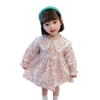 שמלת ילדה דפוס פרחוני שמלת בנות אביב סתיו שמלה עבור ילדים סגנון מקרית תחפושת ילדה