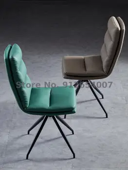 נורדי הכיסא אור יוקרה בבית האוכל כיסא פשוט המודרנית כיסא עור פנאי מתכת שרפרף מסתובב הכיסא