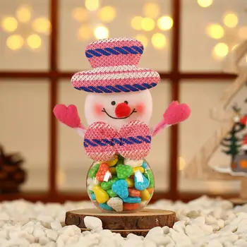 ממתקים מיכל חגיגי חג המולד צנצנות ממתקים מקסים קריקטורה סנטה קלאוס, איילי שלג דוב מכסה לשימוש חוזר פלסטיק למסיבות