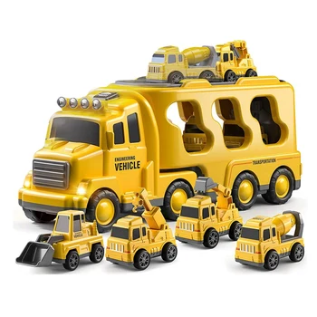בניית משאית הצעצועים 5-In-1 צהוב, פלסטיק, צעצוע, מכוניות לפעוטות 1-3, חג המולד מתנות יום הולדת לילדים