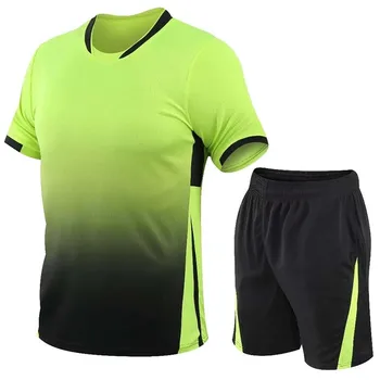 2 חתיכות חולצות+מכנסיים קצרים של הגברים אימונית מכון כושר, בדמינטון, ספורט חליפת בגדים לרוץ ריצה ספורט ללבוש תרגיל אימון להורות