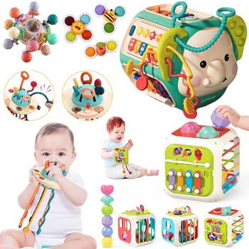 התינוק חושי מונטסורי צעצועים סיליקון חוט משיכה צעצוע 0 12 חודשים צעצוע הלעיסה מיומנות מוטורית פעילות צעצועים עבור 1-3 שנה תינוקות
