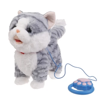 מציאותי הליכה חתול צעצוע אלקטרוני קטיפה מחמד רצועה שליטה חתול צעצוע ילד אינטראקטיבי לזחול למידה צעצוע פעוט כיף מתנה