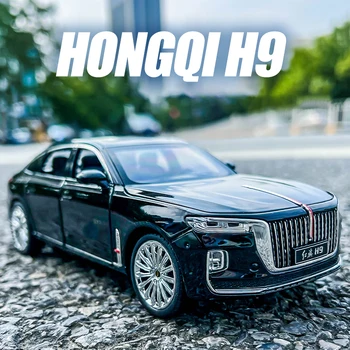1:24 HongQi H9 מכונית יוקרה סגסוגת Diecasts & צעצוע כלי רכב מתכת מכונית צעצוע מודל קול, אור אחורה אוסף ילדים צעצוע