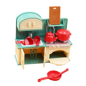 1:18 סימולציה מיני תנור מטבח מרית כיור סט קישוט בית הבובות ילדים משחקים בבית צעצועים