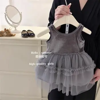 קוריאני בנות חדשות התינוק הקיץ רשת טלאים אלגנטי שמלות ילדה ילדים יום הולדת נסיכה Vestidos ילדים הבגדים