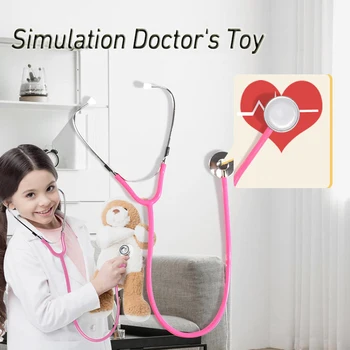 ילדים לשחק במשחק סימולציה של הרופא מתכת הסטטוסקופ התינוק למידה מוקדמת מונטסורי צעצועים משפחה הורה-ילד משחק אינטראקטיבי