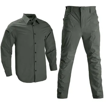 חיצונית ציד מתאים טקטית החולצה ספארי קמפינג גברים מכנסיים צבאיים בגדים לחימה אחידה טיולים חולצות איירסופט בגדים