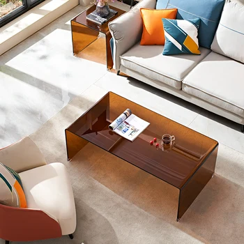 זכוכית מודרניים, שולחנות קפה מעצב פשוט מלבן אסתטי מרכז שולחן צד רצפת הסלון באס דה סלון ריהוט הבית