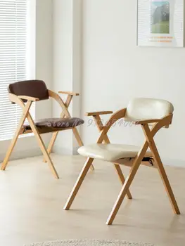 עץ מלא משענת יד כיסא מתקפל הביתה משענת כיסא האוכל מתקפל נייד כיסא פשוט הישיבות כיסא משרדי