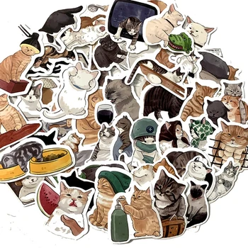 54pcs חתולים חמודים חיה גרפיטי, מדבקות מצוירות מדבקות לילדים צעצוע DIY היומן המזוודה אלבום טלפון נייד אופני מדבקה
