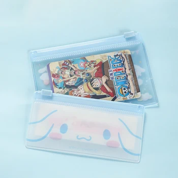 2Pcs Kawaii Sanrio אנימה פלסטיק שקית אחסון חמוד Cinnamoroll כתיבה תיק קוסמטי שקית אחסון מקוריות מתנות לילדים