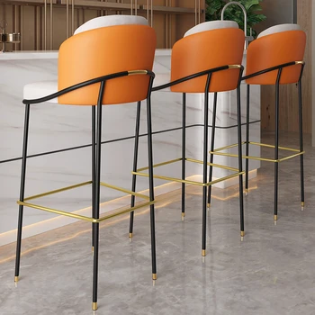 Metalic בסיס כסאות בר מתכת משענת האירופי דלפק המטבח כסא בר גבוה מסוגנן מסעדה Sgabelli דה בר פריטים ביתיים