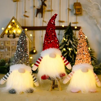 בובות קטיפה יום האהבה קישוט חג המולד פאייטים עם אורות בובת חג זוהר צעצועים קישוט יצירתי מתנה לילדים