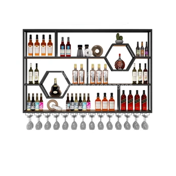 אנכי שחור תצוגת יין ארון אחסון חלת דבש מתכת מסחרי בר הקבינט הבית תלוי Mueble פארא Vinos קישוטים